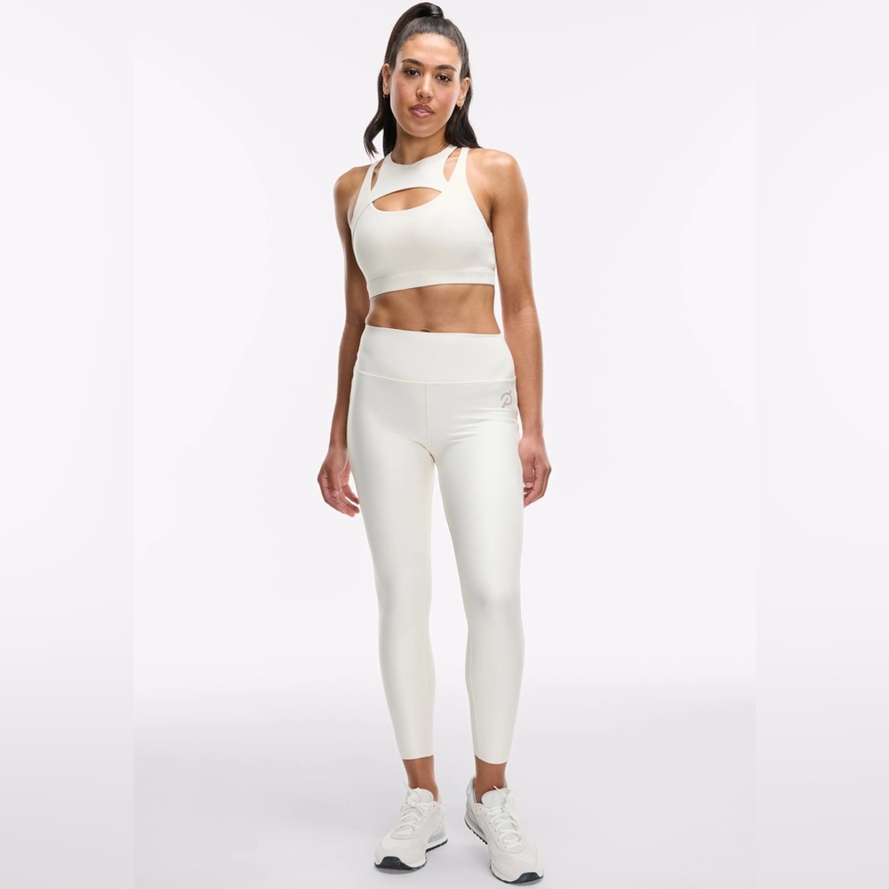 Peloton Cream and Black Leggings and Sports Bra Set BNWT S